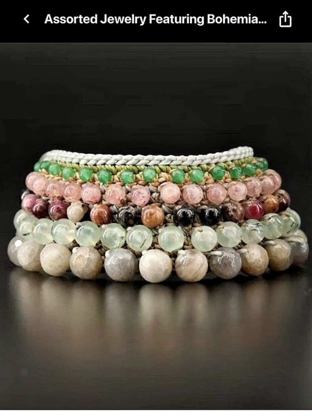Bohemian Beaded Bracelet Stack in Green & Pink